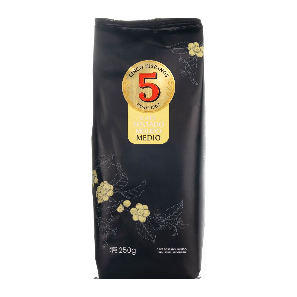 Café Tostado Molido Medio 5 Hispanos 250 g