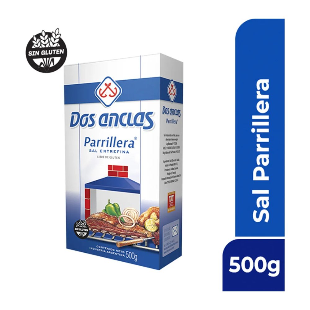 Sal Parrillera Entrefina Dos Anclas Estuche 500 g